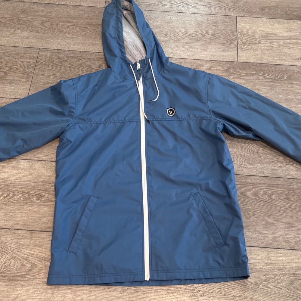 Vissla Windbreaker Full Zip Jacket Mens Large Blue Hooded‎ Outdoors